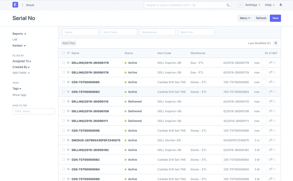 ArkayERP Serialized Inventory